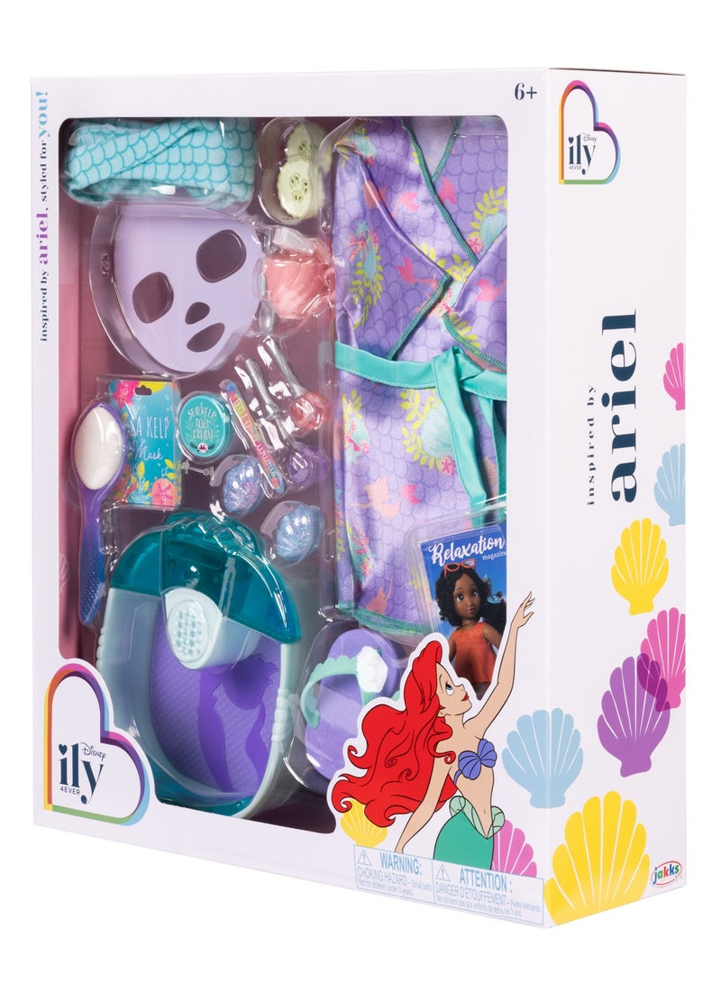 Disney Princess طقم إكسسوارات سبا مستوحى من آرييل من ديزني ILY | أميرة ديزني | لعب تمثيلي | فستان موضة لدمي 18 بوصة | تنكر | هدية للأطفال والمراهقين | الدمية غير مشمولة - Image 5