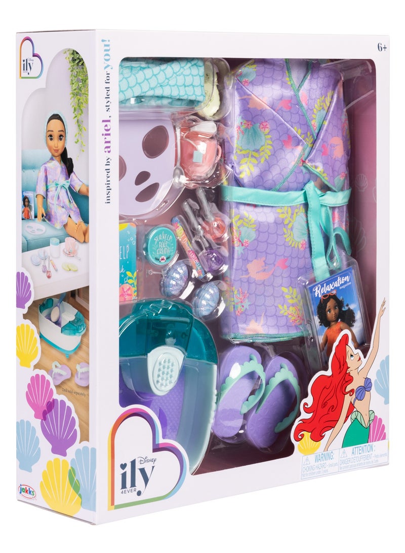 Disney Princess طقم إكسسوارات سبا مستوحى من آرييل من ديزني ILY | أميرة ديزني | لعب تمثيلي | فستان موضة لدمي 18 بوصة | تنكر | هدية للأطفال والمراهقين | الدمية غير مشمولة - Image 4