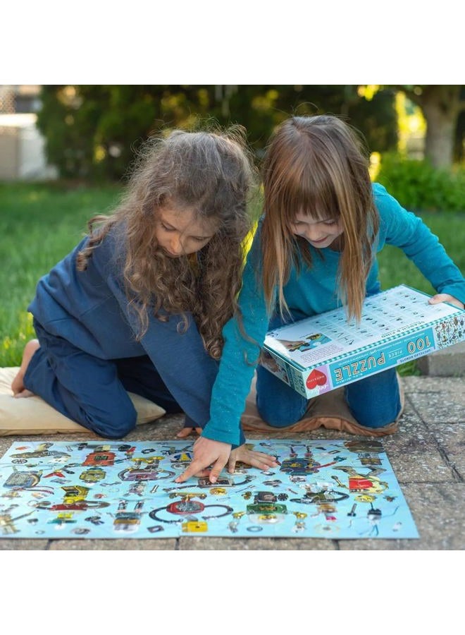 eeboo : Upcycled Robots 100 Piece Puzzle, Perfect Project for Little Hands, Aids in Development of Pattern, Shape, and Color Recognition, Offers Children a Challenge, Perfect for Ages 5 and up - Image 5