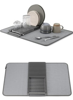 Dish Rack and Microfiber Drying Mat – Space-Saving Design Folds Up for Easy Storage, Basic Rack, Gray - pzsku/ZB5723A36B42A4FDA5568Z/45/_/1732708479/1c59b0a2-06c8-46b3-86ae-6d05c682e306