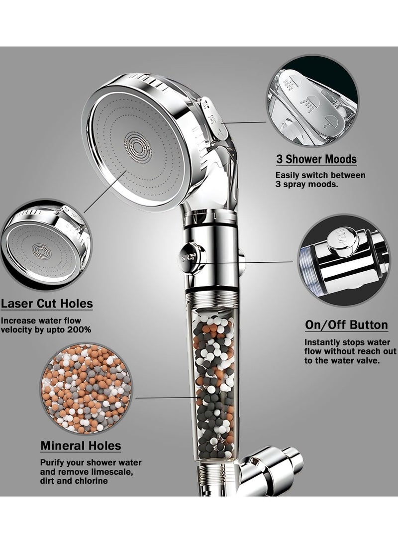 Shower Head 3 Modes High Pressure Handheld Showerhead Help Reduces hair loss, Shower Filter Rainfall Spa Water Saving, Purifies Water, Remove Chlorine  - Image 4