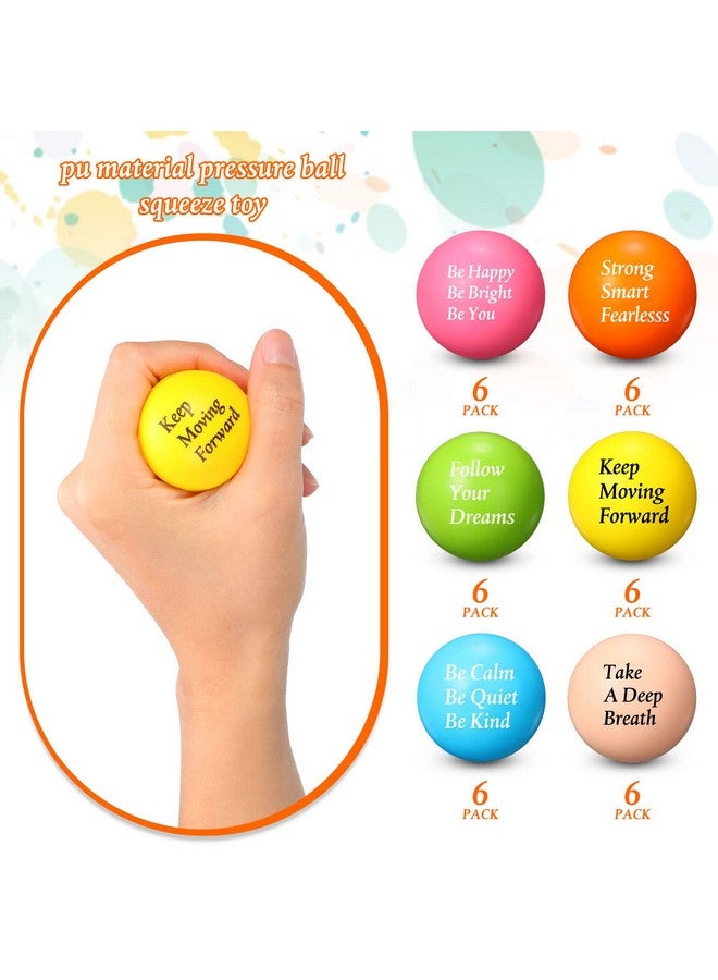 Aoriher 36 Pcs Motivational Stress Balls Colorful Stress Balls Bulk Quotes Inspirational Funny Foam Toys Hand Exercise Gifts for Office Small Toys for Motivating Supply(Multicolor) - Image 2