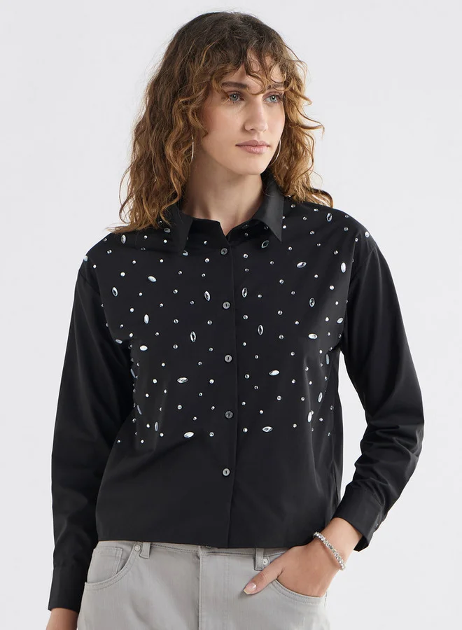 Splash FAV Embellished Poplin Shirt