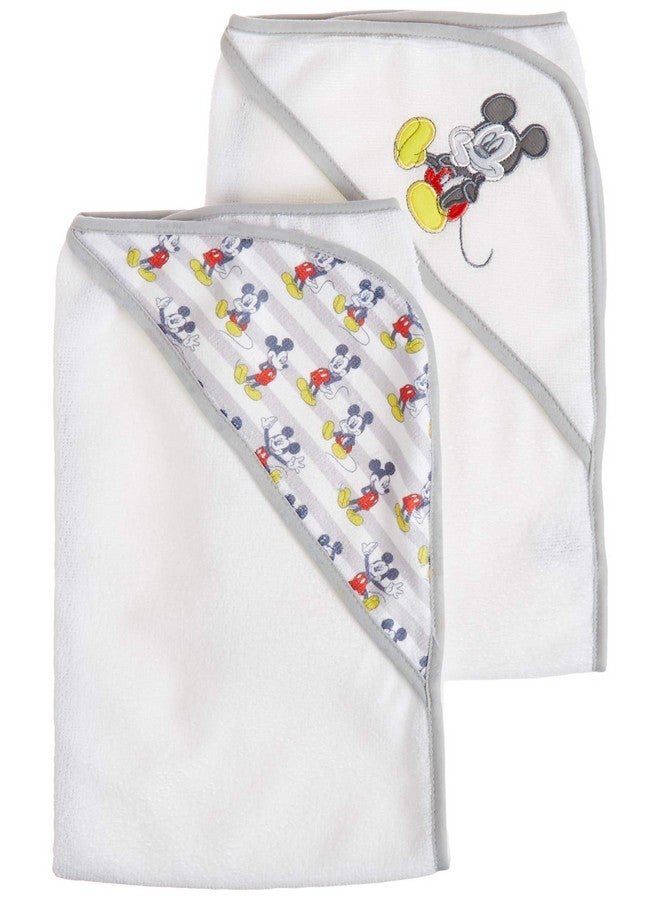 Cudlie Disney Mickey Mouse Baby Boys 2 Pack Rolled Hooded Towels On Header Card - Image 1