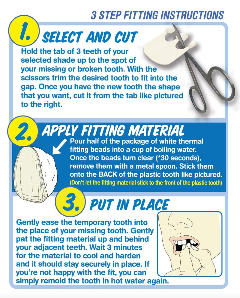 Instant Smile Triple Shade Temporary Tooth Kit - Replace A Missing Tooth in Just 5 Minutes! - Image 2