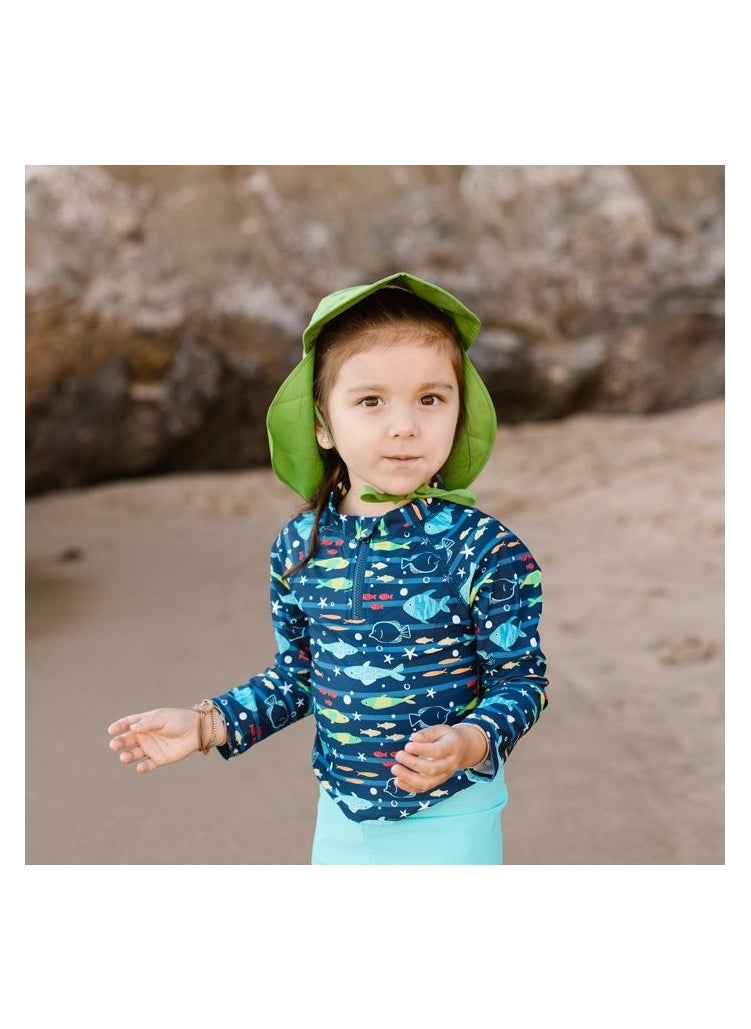 green sprouts Green Sprouts Long Sleeve Zip Rashguard Shirt-Navy Fish-3T  - Image 2