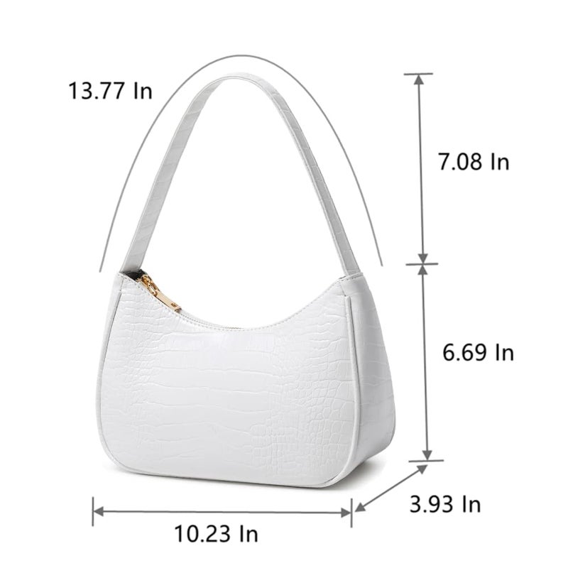 CYHTWSDJ Shoulder Bags for Women, Cute Hobo Tote Handbag Mini Clutch Purse with Zipper Closure (Crocodile&white) - Image 3