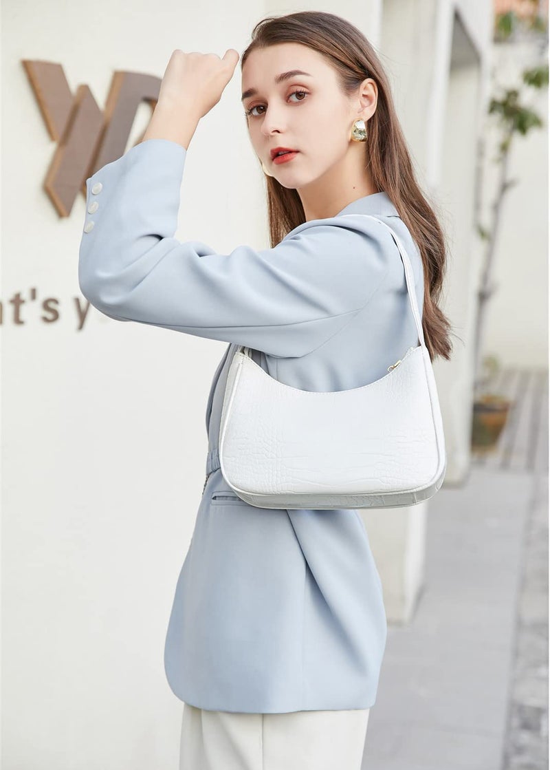 CYHTWSDJ Shoulder Bags for Women, Cute Hobo Tote Handbag Mini Clutch Purse with Zipper Closure (Crocodile&white) - Image 2