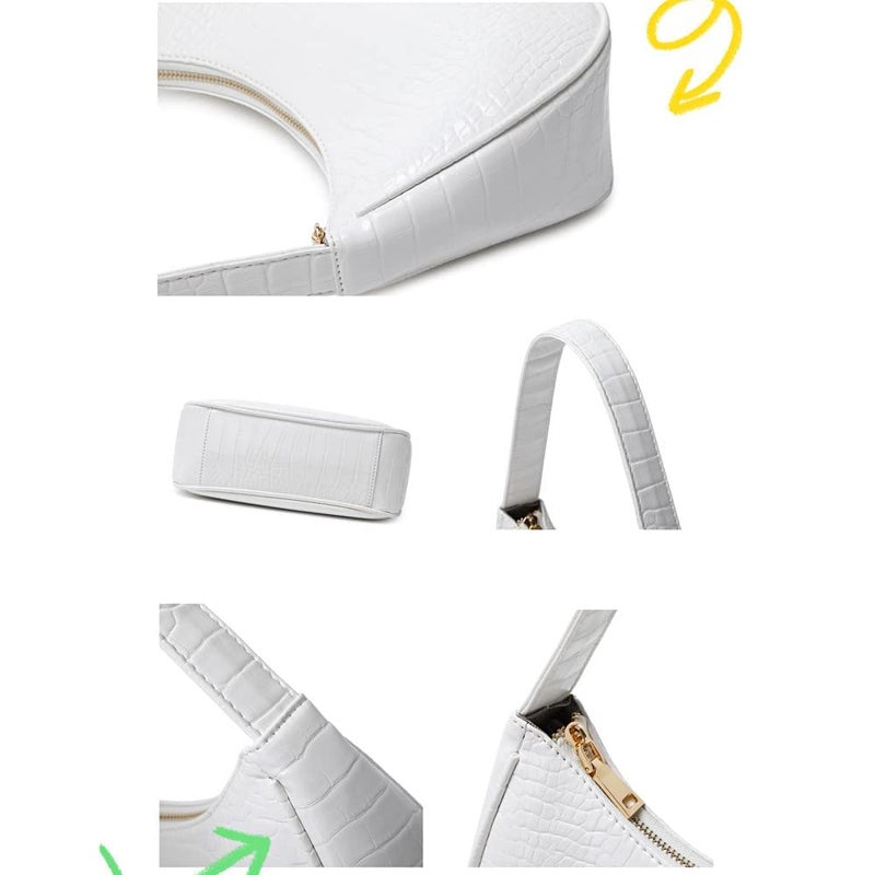 CYHTWSDJ Shoulder Bags for Women, Cute Hobo Tote Handbag Mini Clutch Purse with Zipper Closure (Crocodile&white) - Image 5