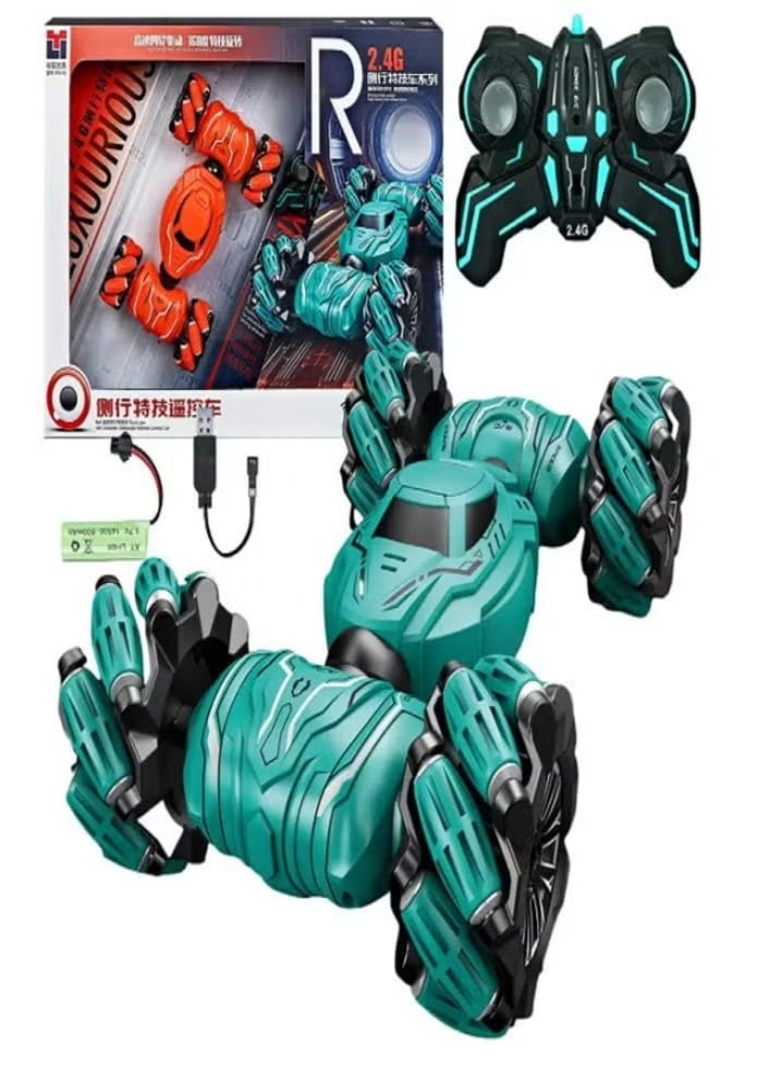 Self-Rotating Stunt Car, 27Cm Remote Control Stunt Car With Hand Control (Watch And Remote Control) Multi-Color - Image 4