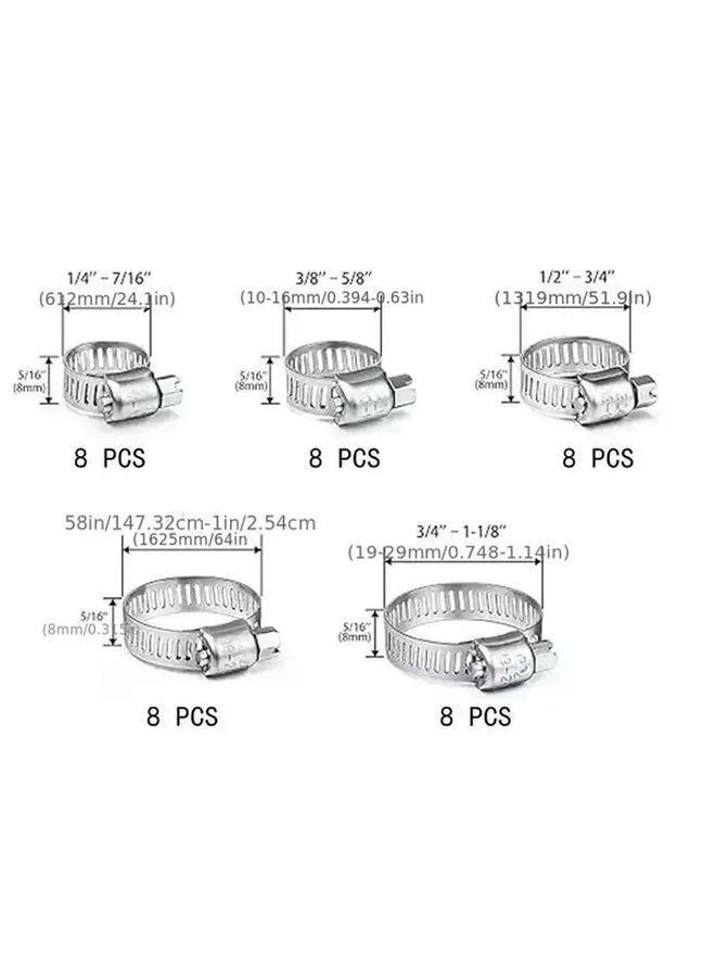40pcs Hose Connector Kit With Stainless Steel Clamps For Plumbing Fixtures And Fuel Lines - Image 3