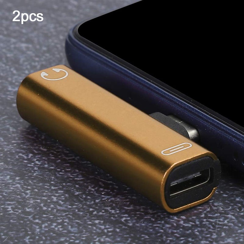 Gold 2 in 1 USB C to 3.5mm Audio Adapter Cable Headphone Splitter 2 Pcs - Image 4