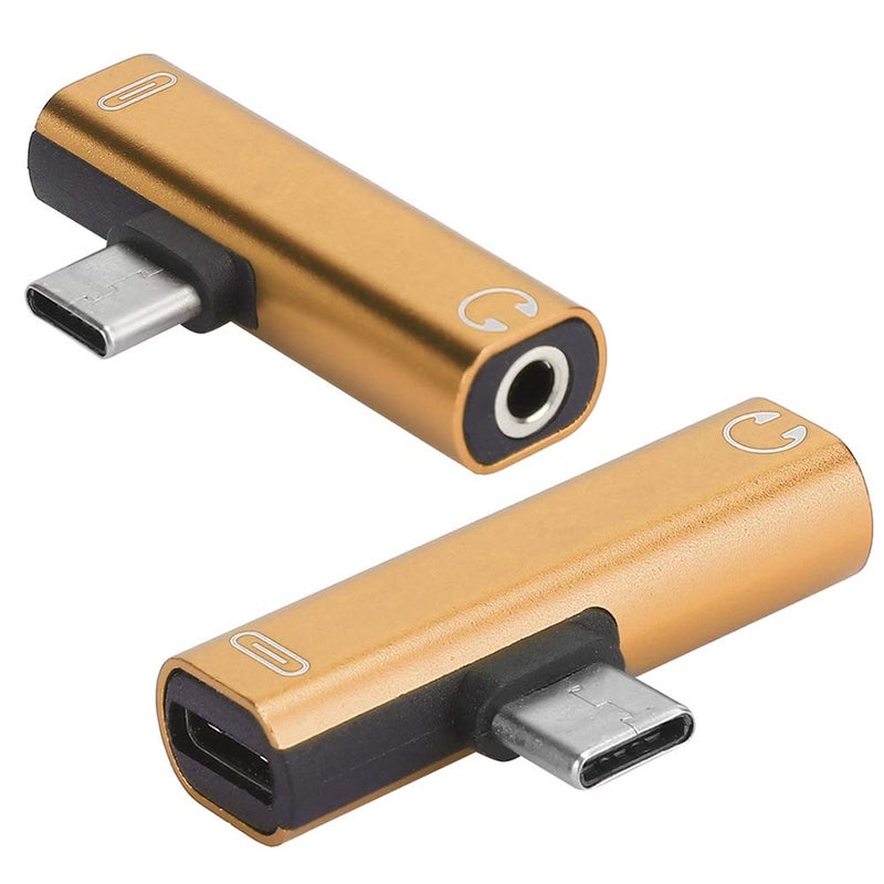Gold 2 in 1 USB C to 3.5mm Audio Adapter Cable Headphone Splitter 2 Pcs - Image 3