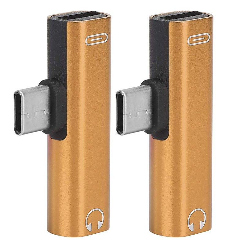 Gold 2 in 1 USB C to 3.5mm Audio Adapter Cable Headphone Splitter 2 Pcs - Image 2