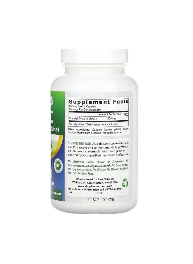 Best Naturals NAC 600 mg 250 Capsules  - Image 2