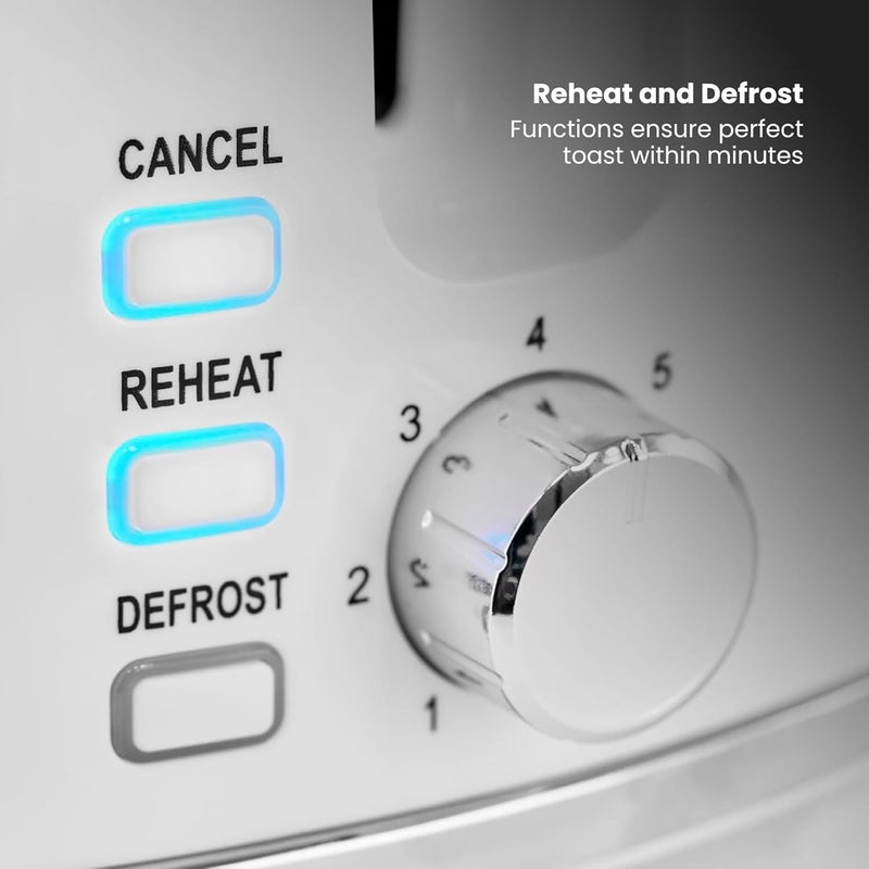 Tower محمصة ويندسور 2 شريحة مع فتحات ذاتية التمركز، 7 مستويات تحمير، 800 واط تسخين سريع، إعادة تسخين وتذويب، إيقاف تلقائي، صينية فتات قابلة للإزالة، تصميم بريطاني، ضمان لمدة 2 سنة - Image 5