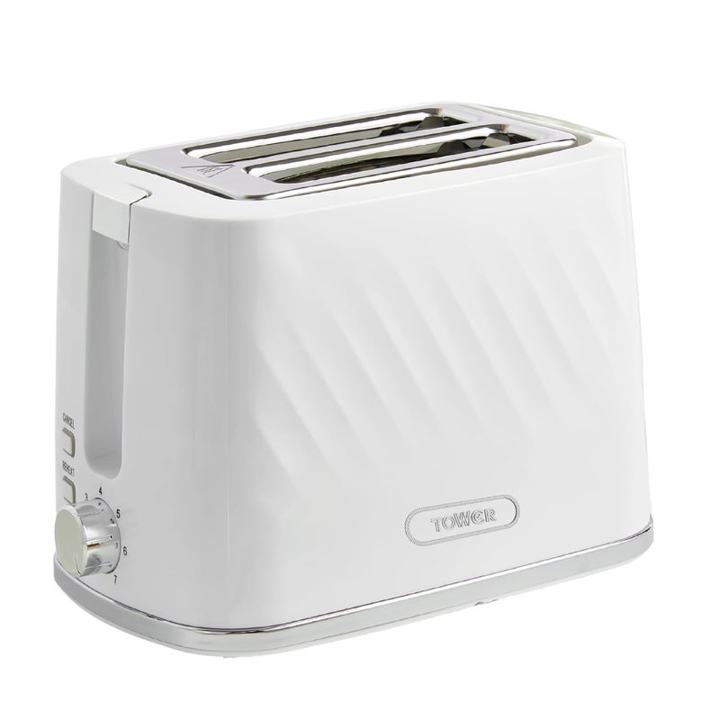 Tower محمصة ويندسور 2 شريحة مع فتحات ذاتية التمركز، 7 مستويات تحمير، 800 واط تسخين سريع، إعادة تسخين وتذويب، إيقاف تلقائي، صينية فتات قابلة للإزالة، تصميم بريطاني، ضمان لمدة 2 سنة - Image 1