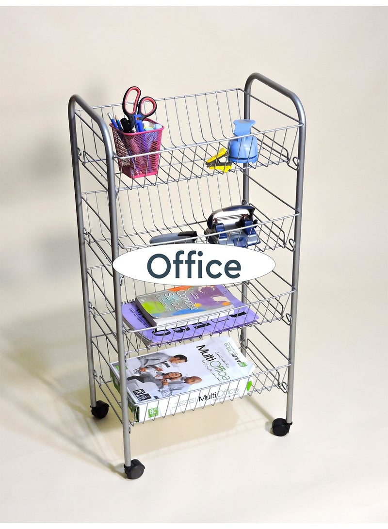 MultiPurpose White Trolley - 4 Baskets - 47.5*93*33  - Image 4