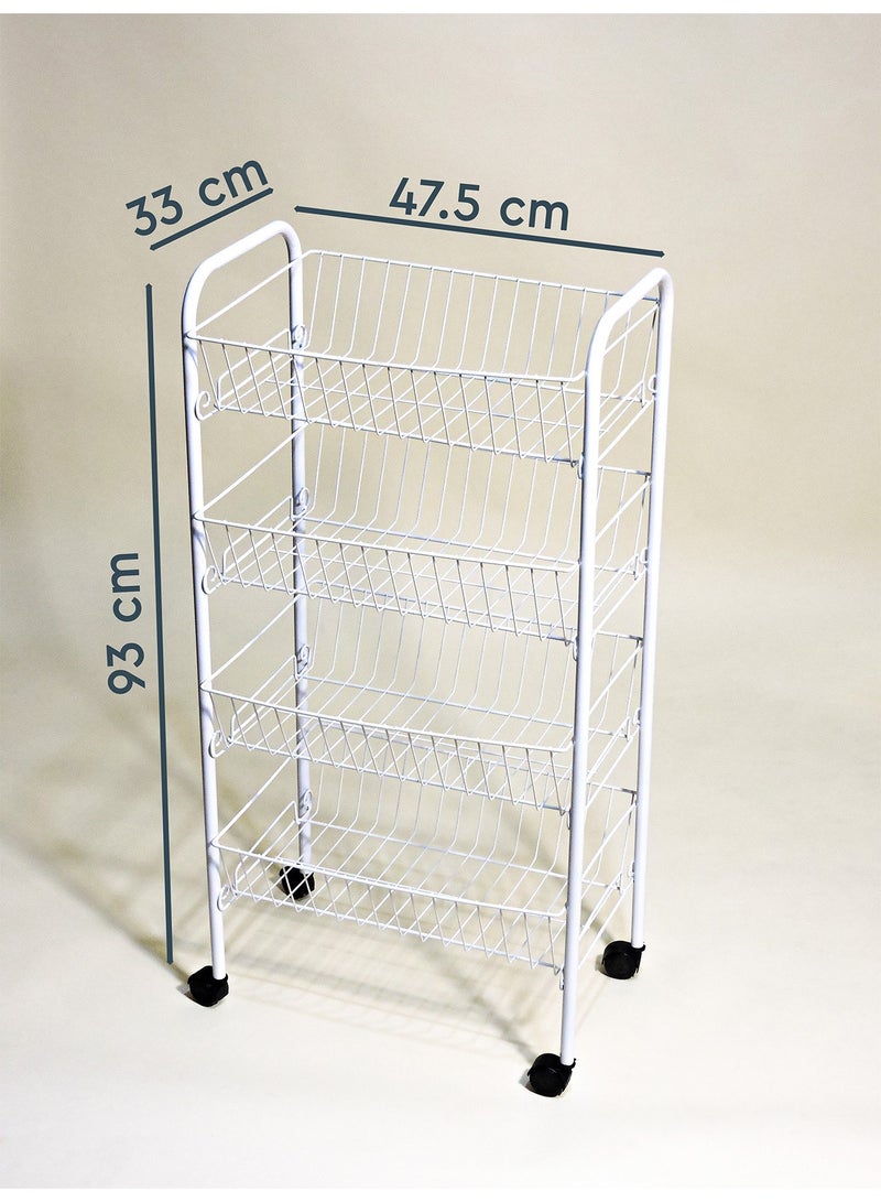 MultiPurpose White Trolley - 4 Baskets - 47.5*93*33  - Image 5