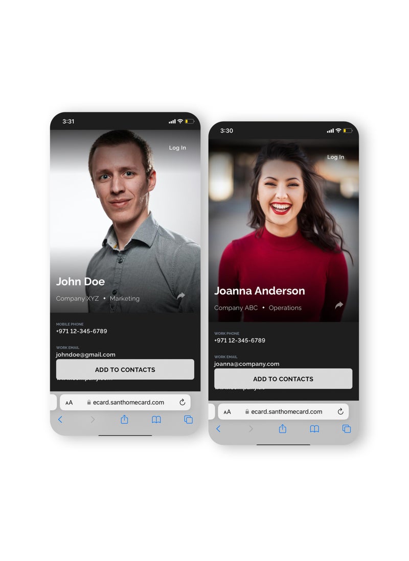 سانثوم - بطاقة عمل رقمية من Santhome بطاقة أعمال ذكية NFC Tap ومسح رمز الاستجابة السريعة للاتصال الفوري المتوافق مع iOS وAndroid بدون تثبيت التطبيق ومتوافق مع اللائحة العامة لحماية البيانات (GDPR) باللون الأسو - Image 1
