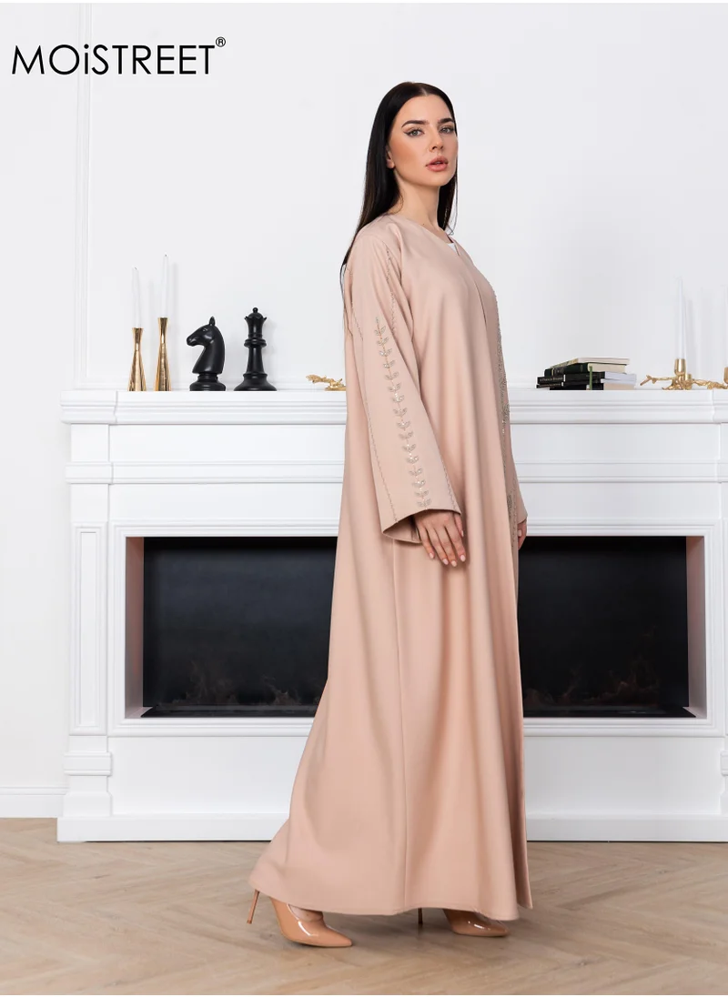 Moistreet Victoria Satin Embroidery Abaya