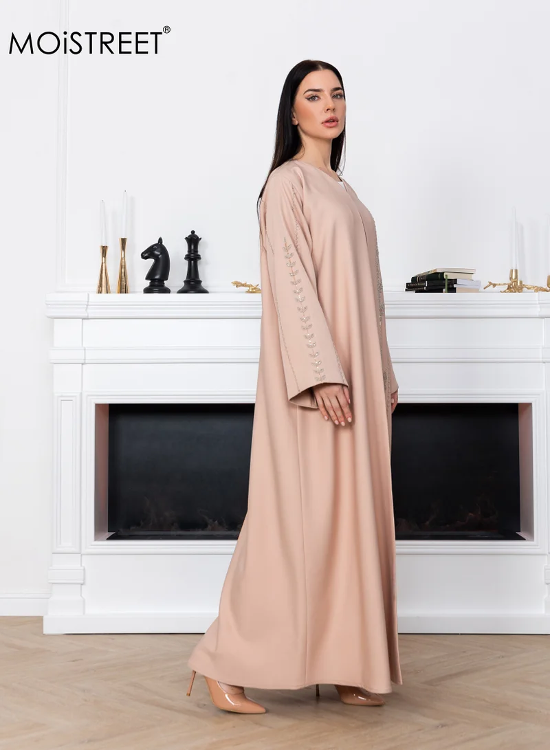Moistreet Victoria Satin Embroidery Abaya