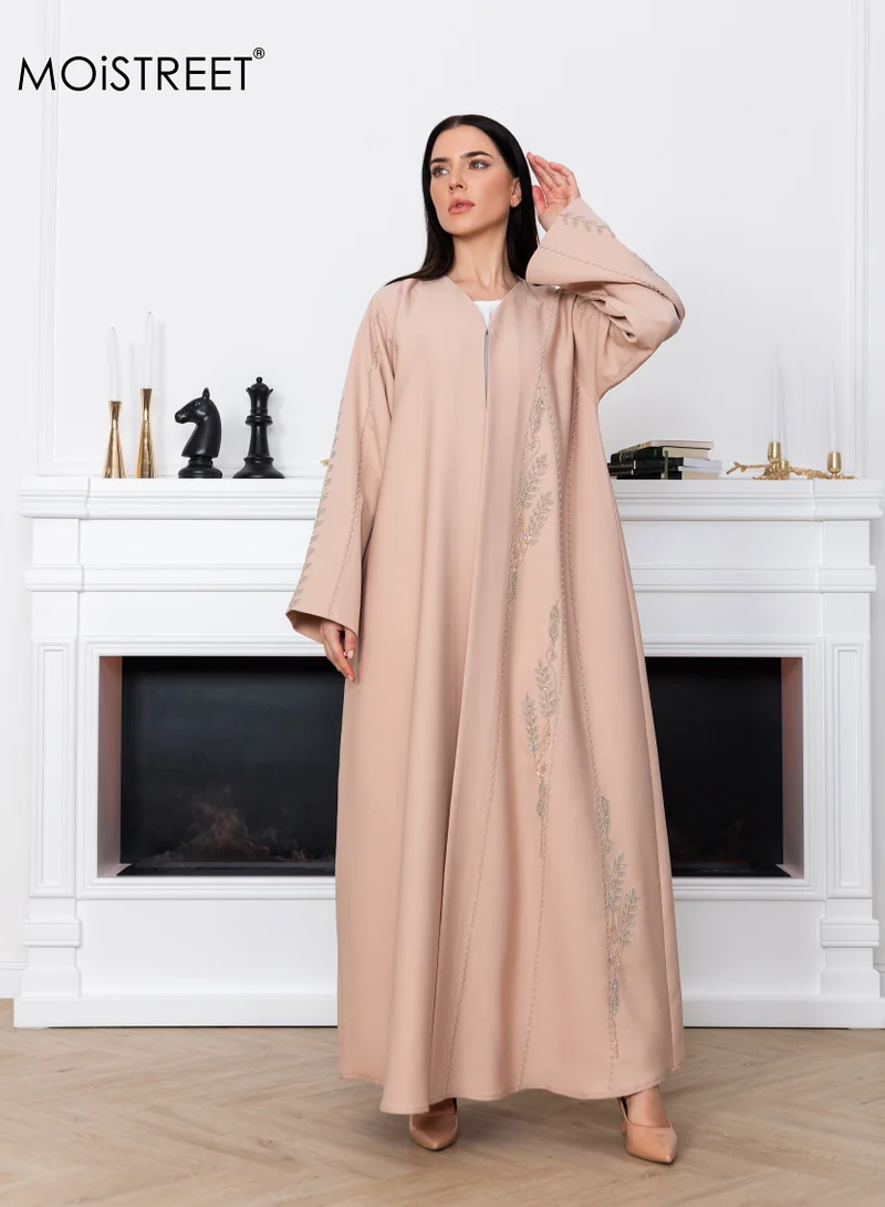 Moistreet Victoria Satin Embroidery Abaya