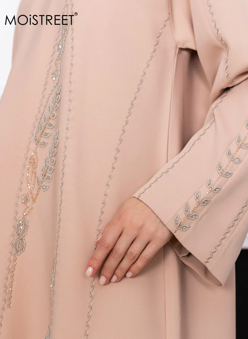 Moistreet  MOiSTREET Victoria Satin Embroidery Abaya for Women | Best Price UAE