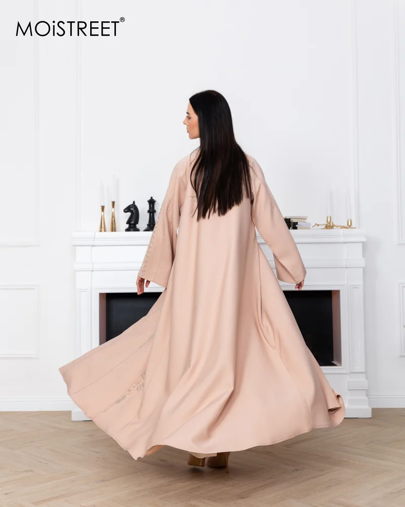 Moistreet  MOiSTREET Victoria Satin Embroidery Abaya for Women | Best Price UAE