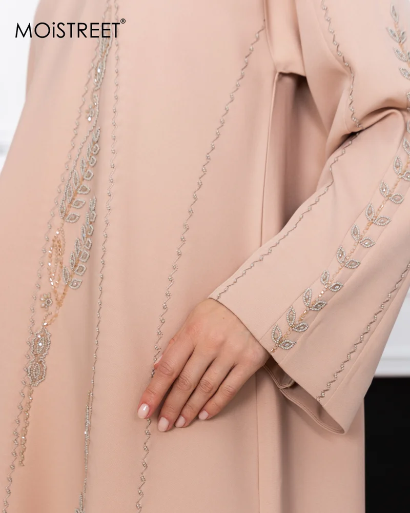 Moistreet  MOiSTREET Victoria Satin Embroidery Abaya for Women | Best Price UAE