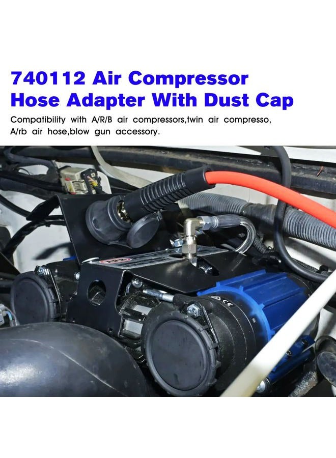 JIOTAR 740112 Air Compressor Hose Adapter With Dust Cap Replacement A/R/B Air Compressor Hose Coupling A/RB Universal On Board Systems GaugeAir Chuck Air Tank Secure Air Tool Connections Adapter- NPT Std - Image 2