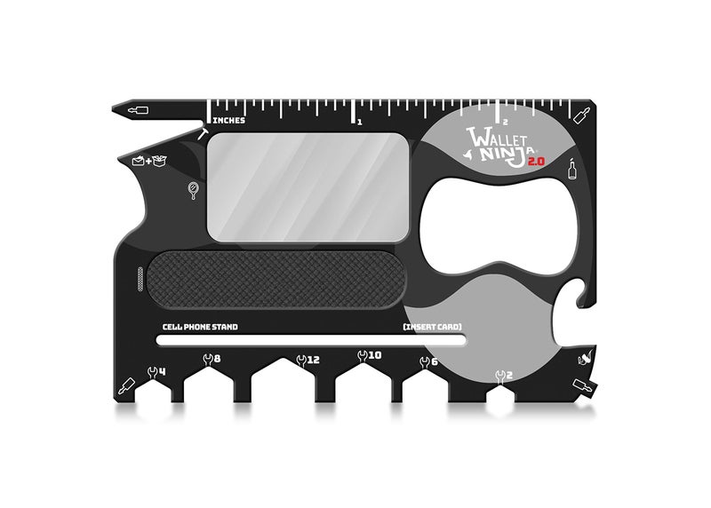 Wallet Ninja 20 Advanced 20in1 Multitool Now With Mirror Nail File Available in Black