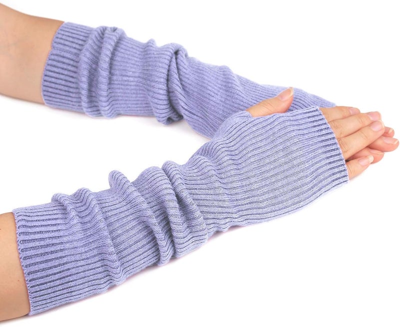 F Flammi Cashmere Blended Arm Warmer for Women Winter Fingerless Gloves Knit Mitten Gloves Wrist Warmer with Thumb Hole - Image 1