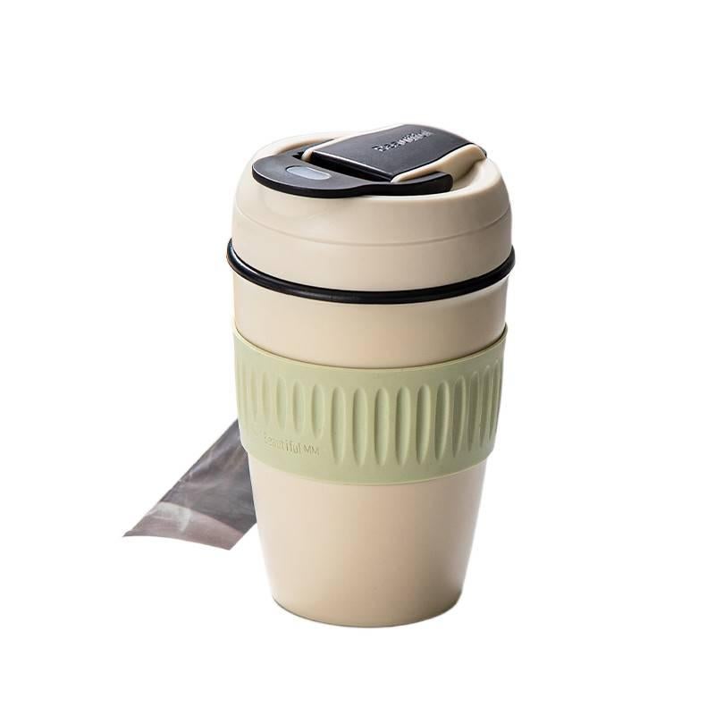 كوب قهوة للسفر بغطاء بشفاط وغطاء مانع للتسرب، 400 ml، أخضر باللون الأخضر مع غطاء بقشة للتنقل اليومي سهل التخزين لترتيب الأغراض - Image 1