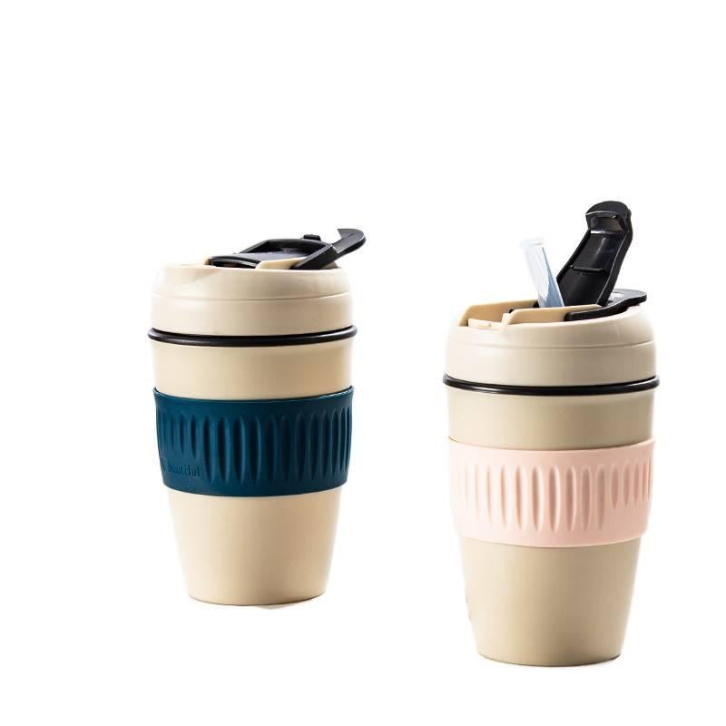 كوب قهوة للسفر بغطاء بشفاط وغطاء مانع للتسرب، 400 ml، أخضر باللون الأخضر مع غطاء بقشة للتنقل اليومي سهل التخزين لترتيب الأغراض - Image 3