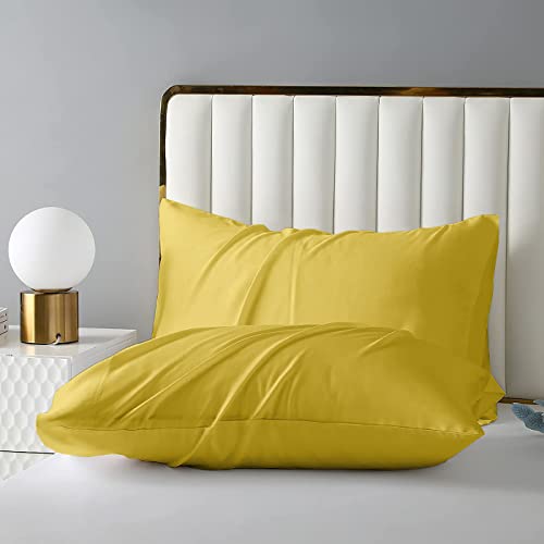 Filbert - Platinum Premium Collection Egyptian Cotton 400-TC Gold Yellow 2 Piece Pillow Covers - (18 x 28 - Inches) - Image 1