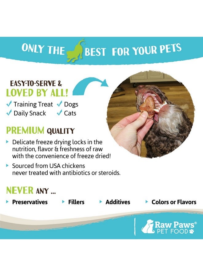روو باوز قلوب دجاج مجففة بالتجميد من Raw Paws للكلاب والقطط، 113 غرامًا كاملة - صُنع في الولايات المتحدة الأمريكية - مكافآت دجاج مجففة بالتجميد للكلاب، مكون واحد فقط، للقطط - Image 5