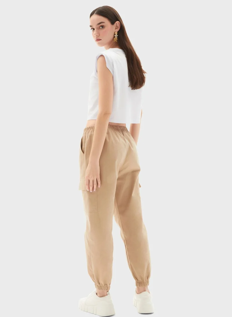 JUNE Pocket Detail High Waist Pants
