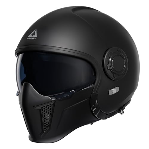 TRIANGLE Full Face Motorcycle Helmets,Off-Road Motocross Helmet for Men & Women,Dual Visor with Internal Tinted Sunshield,Open Face 3/4 Adult Racing Helmet DOT Approved(XL) - Image 1