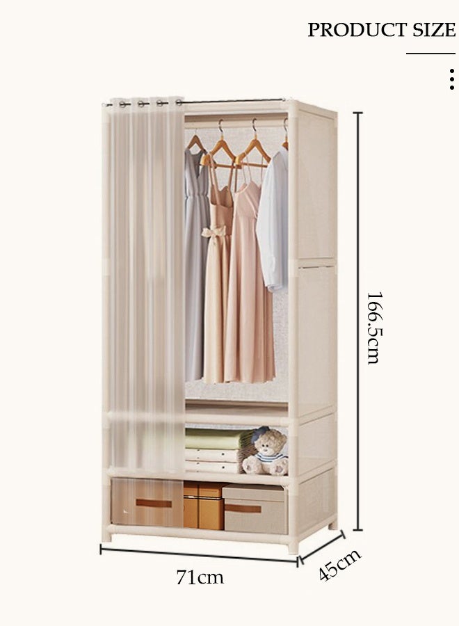 DUNISO Portable Fabric Wardrobe Clothes Storage Closet with 3 Storage Shelves and Curtain, Foldable Non-Woven Fabric, Quick and Easy Assembly Closet Organizer for Bedroom Home - Image 4