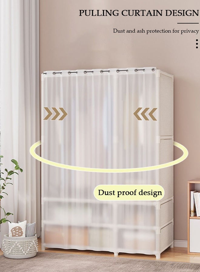 DUNISO Portable Fabric Wardrobe Clothes Storage Closet with 3 Storage Shelves and Curtain, Foldable Non-Woven Fabric, Quick and Easy Assembly Closet Organizer for Bedroom Home - Image 2