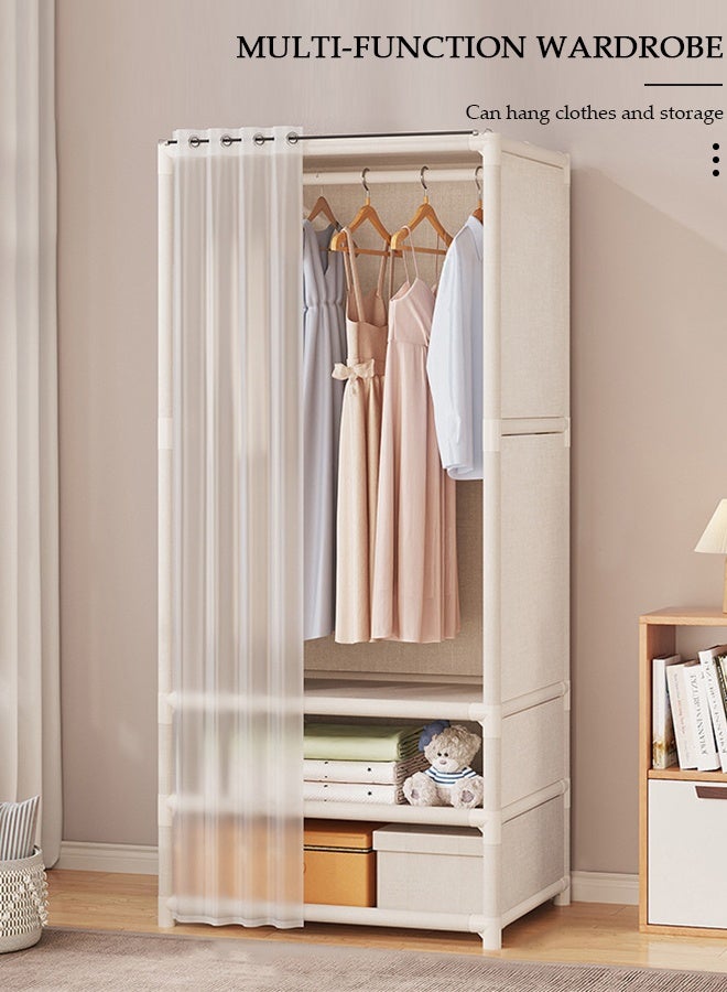 DUNISO Portable Fabric Wardrobe Clothes Storage Closet with 3 Storage Shelves and Curtain, Foldable Non-Woven Fabric, Quick and Easy Assembly Closet Organizer for Bedroom Home - Image 5