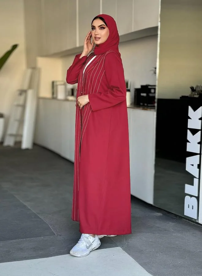 Take Two  Maroon Striped Abaya for Women | Best Price UAE