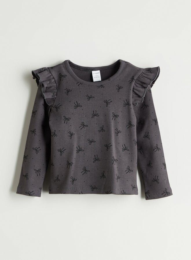 ال سي وايكيكي تيشيرت بناتي مطبوع بياقة دائرية - Image 1