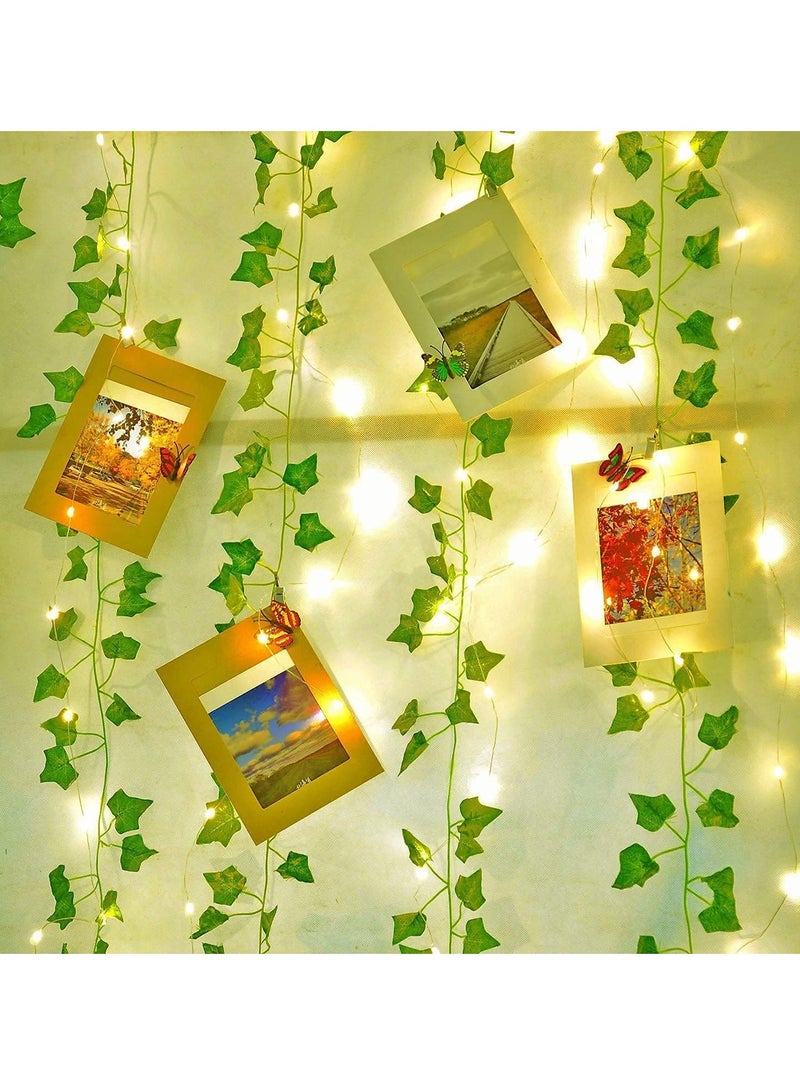 عام أضواء سلسلة الروطان في الهواء الطلق 100 LED 32.8 قدم سلسلة أضواء نباتات واقعية LED أضواء زخرفية جارلاند فاينز مع أضواء لغرفة النوم/المنزل/المهرجان/الزفاف/ديكور الحفلات (تعمل بالبطارية) - Image 4