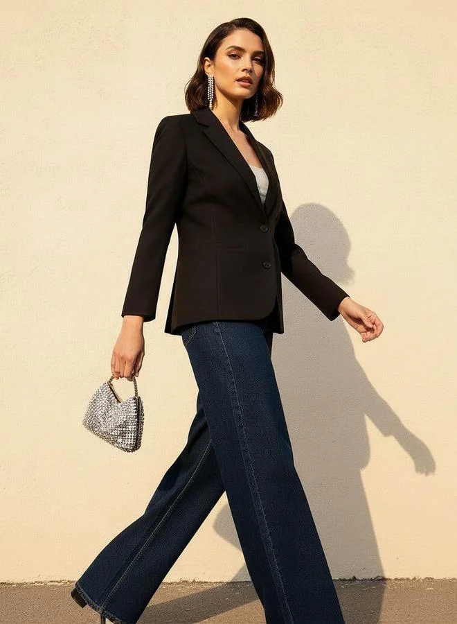 Splash FAV Regular Fit Twill Blazer with Button Closure