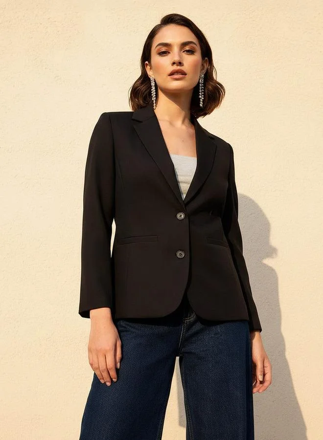 Splash FAV Regular Fit Twill Blazer with Button Closure