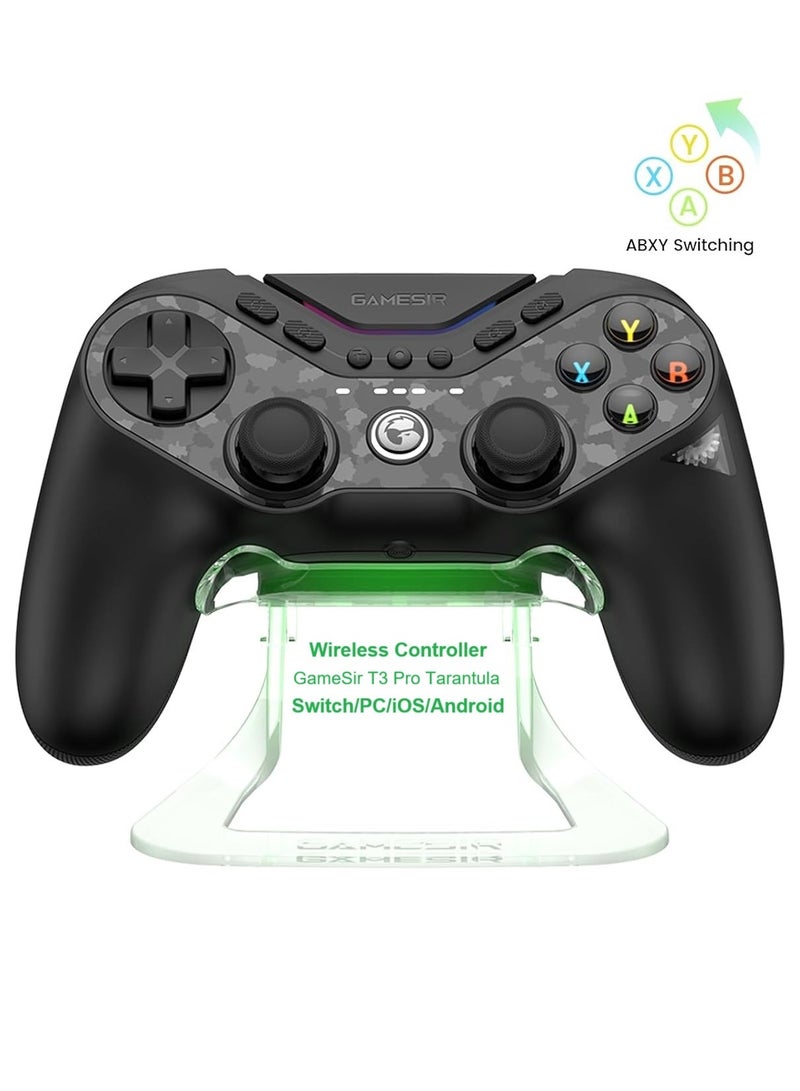 general Professional Gamepad GameSir T3 Pro Tarantula Wireless Gaming Controller for Switch/PC/iOS/Android with Charging Dock, Bluetooth 2.4G Wired Controller with Anti-Drift TMR Sticks, 9 Mappable Buttons, RGB Lighting,1200mAh, ABXY Layout Switching, 1000Hz Polling Rate, 6-Axis Gyroscope & NFC - Image 1