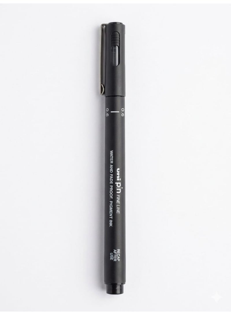 يوني بول قلم رسم Uni Pin Fineliner أسود برأس 0.6 مم - Image 1