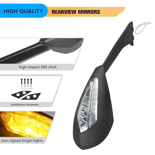HAONEL Side Rearview Mirror with Turn Signal Light Replacement for Ducati 20182024 Panigale V4 V4S 20202025 Panigale V2 Replace for 523S0644A 523S0651A - Image 3